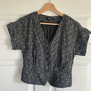 Madewell Black and White Floral Blouse
